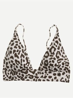 J. Crew Deep V-neck french bikini top in leopard print